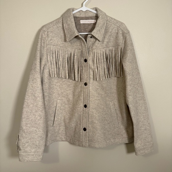 Flag & Anthem Arley Fringe Jacket Women’s Large Button Snap Front Western Boho - Picture 2 of 10